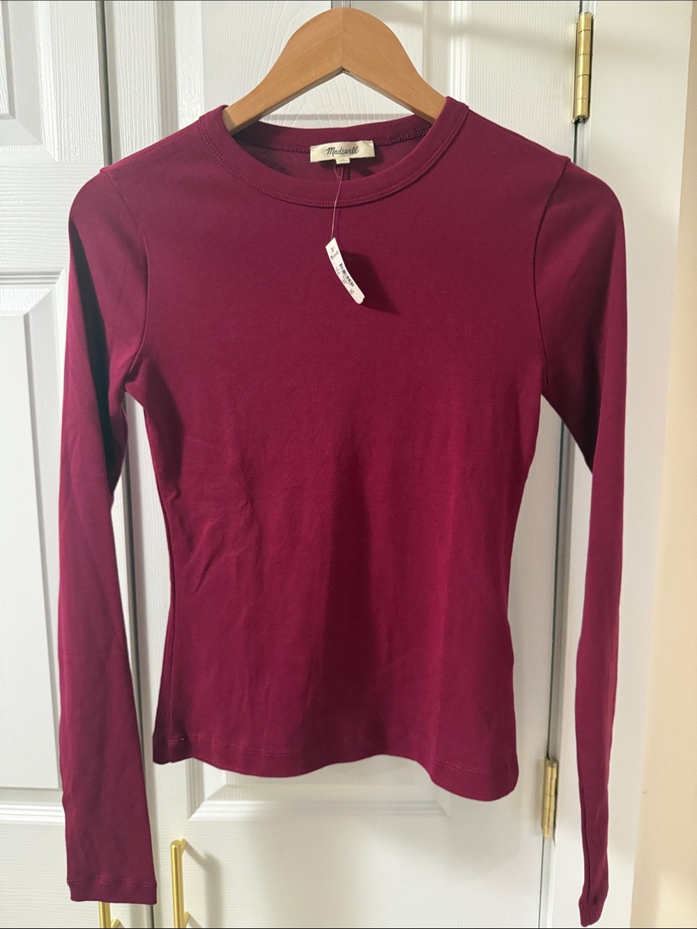 NWT - Madewell Long Sleeve Crewneck Top - Wine